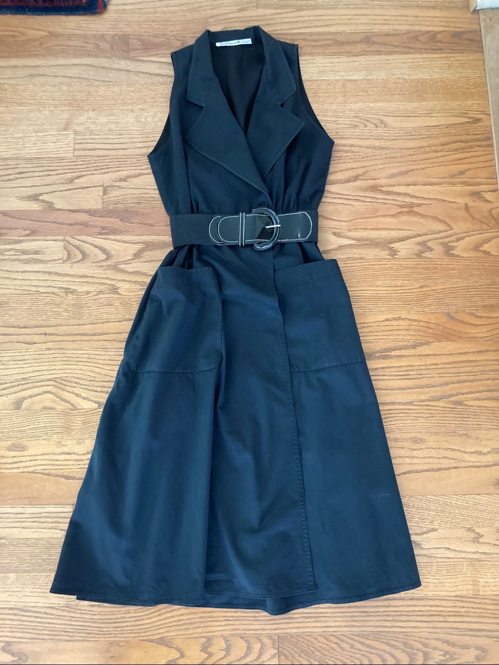 Vintage Anne Klein II Cotton Sleeveless Trench-Style Wrap Midi Dress